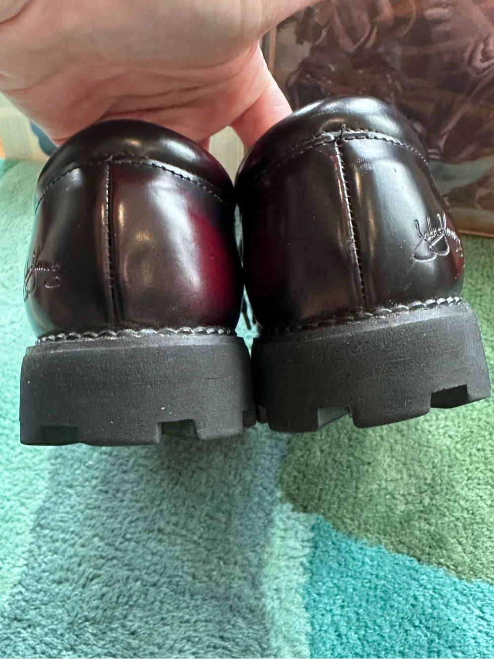 Fluevog VINTAGE EXCELLENT 7th Heaven burgundy rub-off lace-up shoe - men US 11.5
